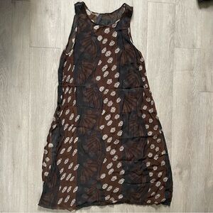 Brown and black sheer dress with floral pattern
